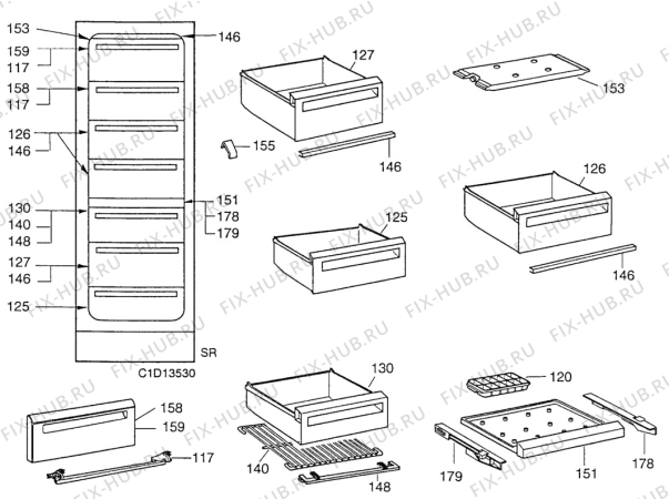 Взрыв-схема холодильника Arthurmartinelux AU8292C - Схема узла Accessories Refrigerator